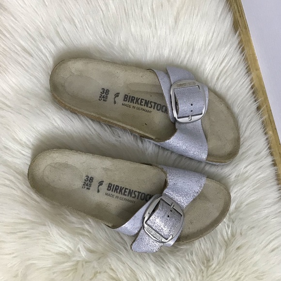 birkenstock Madrid Big Buckle Washed Metallic Blue Silver size 38 - Picture 12 of 15